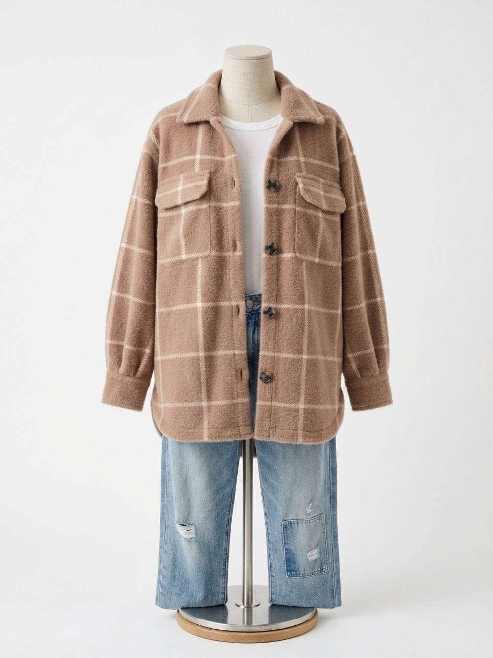 NEW Z SUPPLY women's plaid tucker jacket in heather taupe